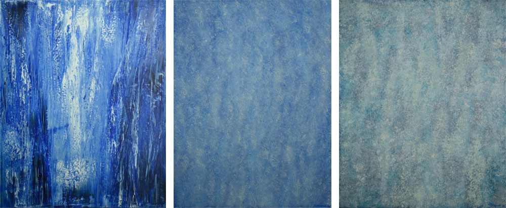 3 blue paintings