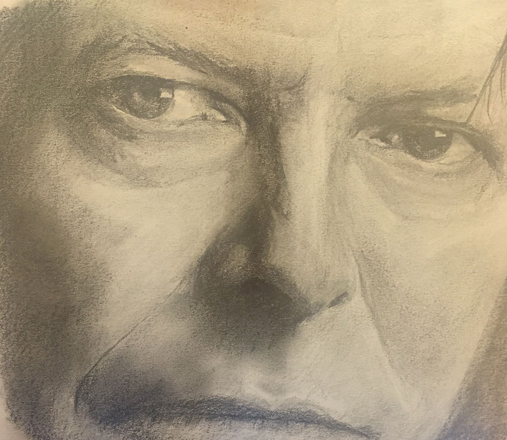 Pencil sketch of David Bowie