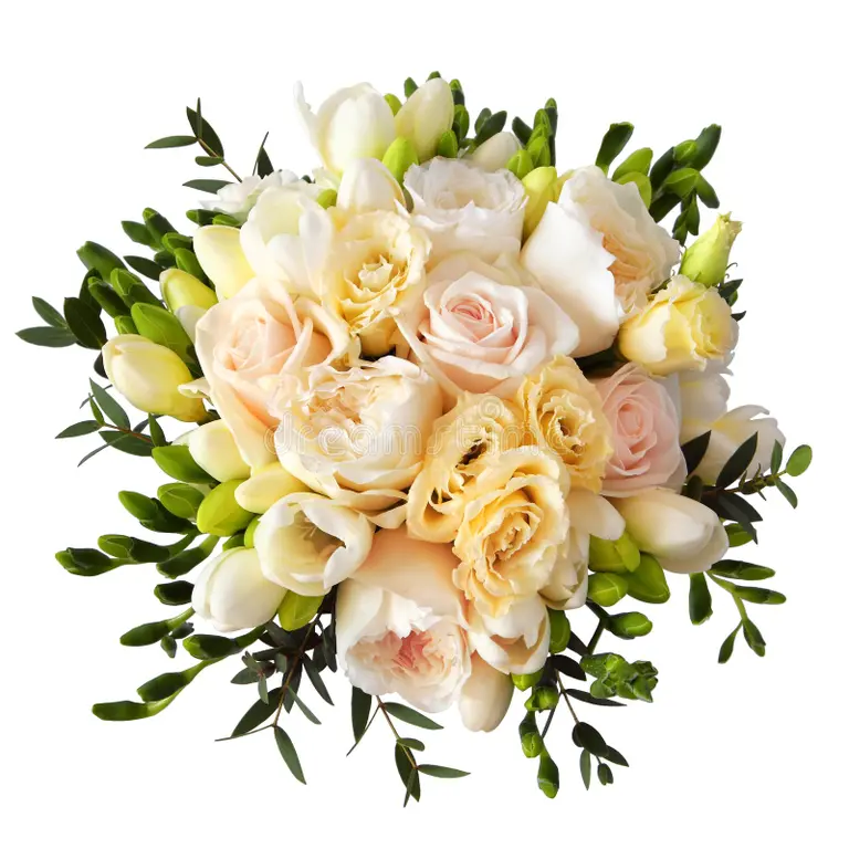 white pink rose wedding bouquet
